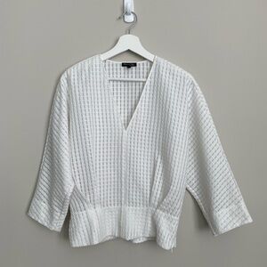 massimo dutti women’s white structured top minimalist capsule size 4